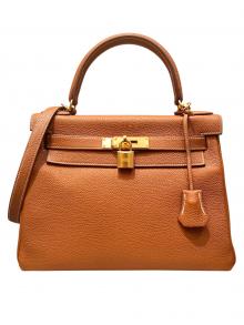 HERMES（エルメス）の古着「ケリー28 内縫い/ゴールド金具/ゴールド/A刻印」｜ゴールド