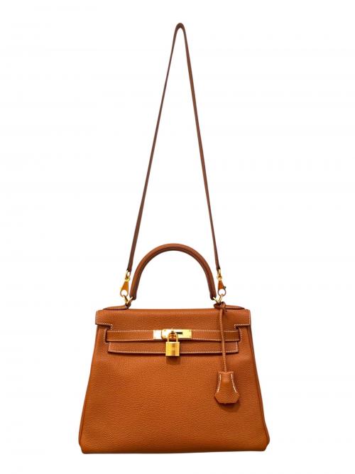 HERMES（エルメス）HERMES (エルメス) kelly 28/ケリー28 内縫い/ゴールド金具/トゴ/ゴールド/	A刻印/2017年 ゴールド サイズ:28の古着・服飾アイテム