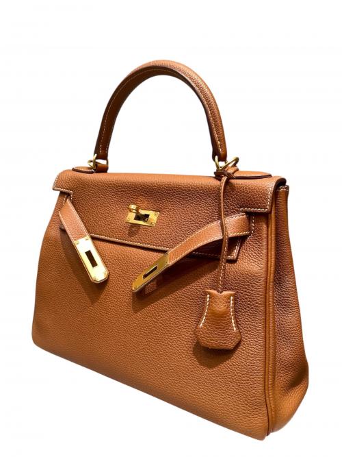 HERMES（エルメス）HERMES (エルメス) kelly 28/ケリー28 内縫い/ゴールド金具/トゴ/ゴールド/	A刻印/2017年 ゴールド サイズ:28の古着・服飾アイテム