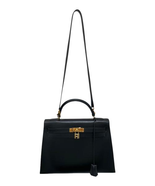 HERMES（エルメス）HERMES (エルメス) ケリー32 外縫い/ゴールド金具/ボックスカーフ/ブラック/□Y刻印：1995年製造 ブラック サイズ:32の古着・服飾アイテム