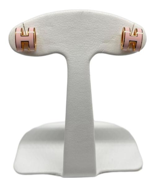 HERMES（エルメス）HERMES (エルメス) ポップHミニピアス/Mini Pop H Earrings/ピアス/Earrings ピンク×ゴールドの古着・服飾アイテム