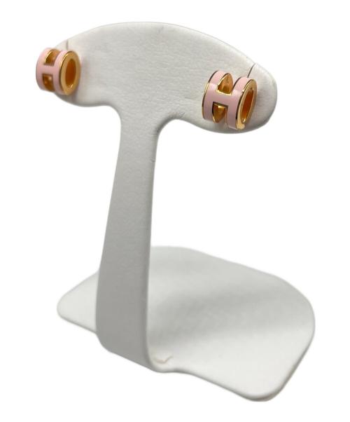 HERMES（エルメス）HERMES (エルメス) ポップHミニピアス/Mini Pop H Earrings/ピアス/Earrings ピンク×ゴールドの古着・服飾アイテム