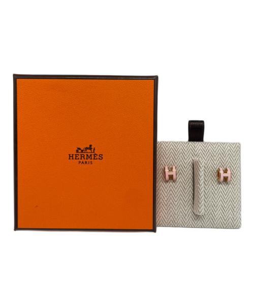HERMES（エルメス）HERMES (エルメス) ポップHミニピアス/Mini Pop H Earrings/ピアス/Earrings ピンク×ゴールドの古着・服飾アイテム