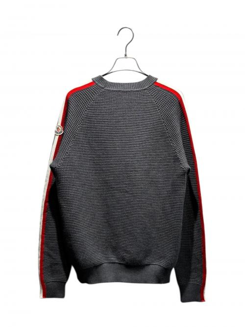 MONCLER（モンクレール）MONCLER (モンクレール) GIROCOLLO/サイドラインウールニット グレー サイズ:Mの古着・服飾アイテム