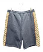 GUCCIグッチ）の古着「GGコットンスウェットハーフパンツ」｜ブラック×ブラウン