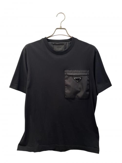 PRADA（プラダ）PRADA (プラダ) Re-Nylon トライアングルロゴ ポケットTシャツ ブラック サイズ:Mの古着・服飾アイテム