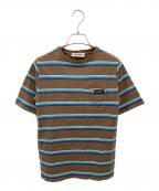 MIU MIUミュウミュウ）の古着「ボーダーポケットTシャツ」｜ブラウン×ブルー