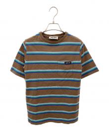 MIU MIU（ミュウミュウ）の古着「ボーダーポケットTシャツ」｜ブラウン×ブルー