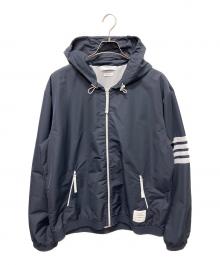 Thom Browne（トムブラウン）の古着「Ripstop Mesh 4-Bar Hooded Jacket/リップストップ メッシュ 4バー フーデッドジャケット」｜ネイビー
