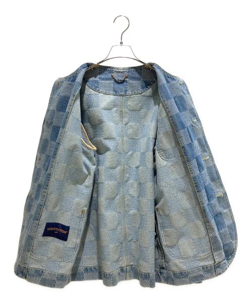 LOUIS VUITTON（ルイ ヴィトン）LOUIS VUITTON (ルイ ヴィトン) Damier Collarless Denim Jacket サイズ:46の古着・服飾アイテム