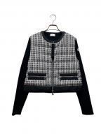 MONCLERモンクレール）の古着「ツイード切替ニットジャケット」｜ブラック×ホワイト
