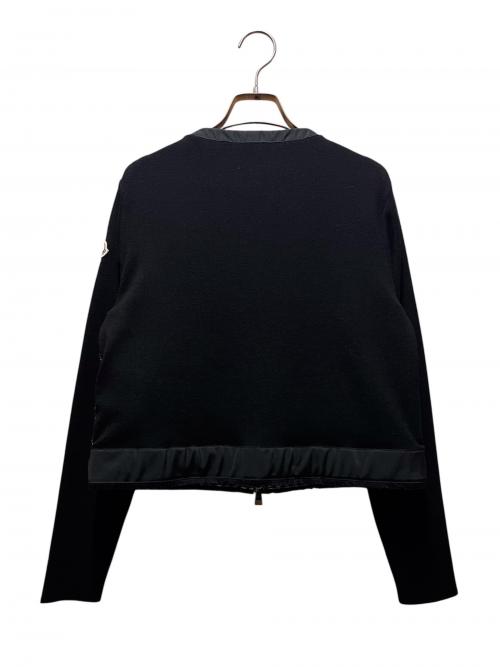 MONCLER（モンクレール）MONCLER (モンクレール) ツイード切替ニットジャケット ブラック×ホワイト サイズ:XSの古着・服飾アイテム