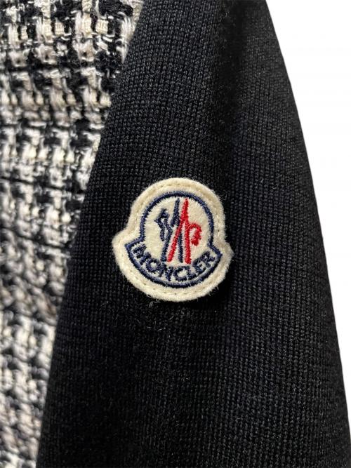 MONCLER（モンクレール）MONCLER (モンクレール) ツイード切替ニットジャケット ブラック×ホワイト サイズ:XSの古着・服飾アイテム