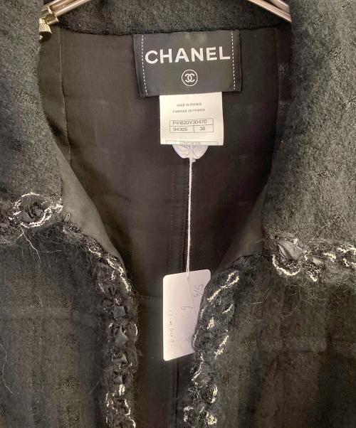 CHANEL（シャネル）CHANEL (シャネル) ココボタン付きシアーツイードジャケット ブラック サイズ:38の古着・服飾アイテム