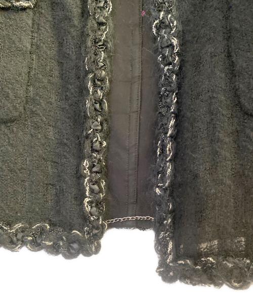 CHANEL（シャネル）CHANEL (シャネル) ココボタン付きシアーツイードジャケット ブラック サイズ:38の古着・服飾アイテム