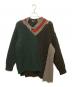 KOLOR（カラー）の古着「デザインニット/配色デザインニット/Vネックニット」｜グリーン×ブラック
