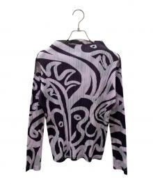 PLEATS PLEASE（プリーツプリーズ）の古着「総柄プリーツカットソー」｜パープル×グレー