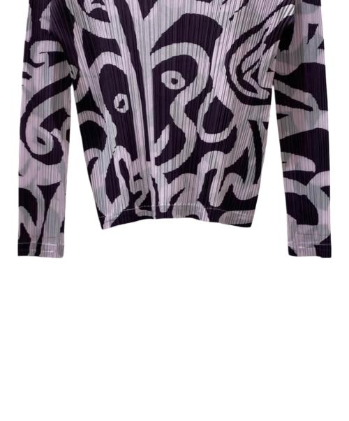 PLEATS PLEASE（プリーツプリーズ）PLEATS PLEASE (プリーツプリーズ) 総柄プリーツカットソー パープル×グレー サイズ:3の古着・服飾アイテム