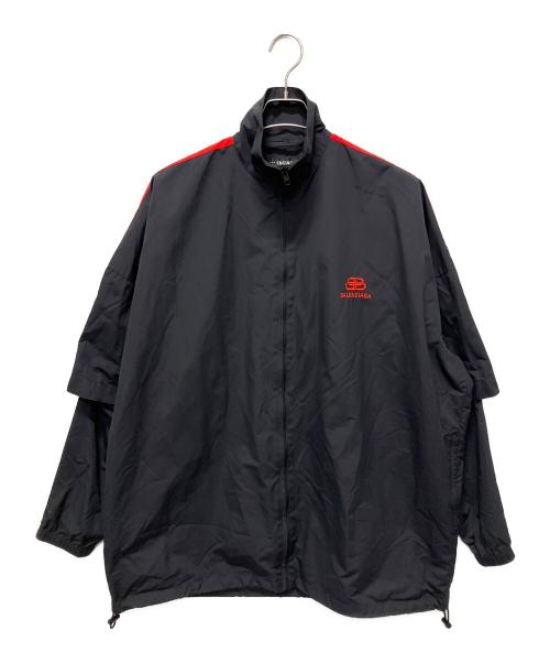 BALENCIAGA（バレンシアガ）BALENCIAGA (バレンシアガ) Double Sleeve Windbreaker　ウィンドブレーカー ブラック×レッド サイズ:42の古着・服飾アイテム