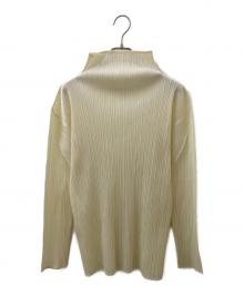 PLEATS PLEASE（プリーツプリーズ）の古着「ハイネックプリーツカットソー」｜クリーム