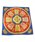 HERMESエルメス）の古着「カレ90 サーベル飾り袋（Poste et Cavalerie)」｜レッド×ブルー