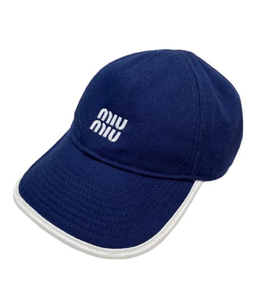 MIU MIU（ミュウミュウ）MIU MIU (ミュウミュウ) ロゴキャップ ブルー サイズ:Sの古着・服飾アイテム