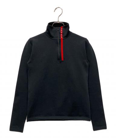 美品 PRADA プラダ ハーフスリーブ ウール シルク ニットカットソー 38 ブラック レディース 古着 中古 USED 中古・古着通販】PRADA (プラダ) ハーフジップニット ブラック サイズ