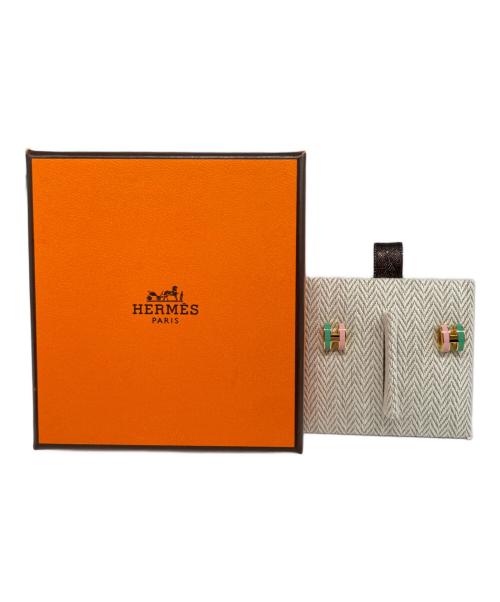 HERMES（エルメス）HERMES (エルメス) ミニポップHピアス グリーン×ピンク×ゴールドの古着・服飾アイテム