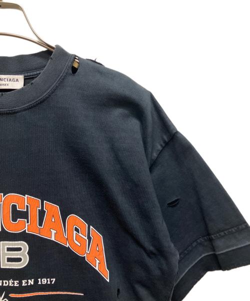BALENCIAGA（バレンシアガ）BALENCIAGA (バレンシアガ) ダメージ加工Tシャツ ネイビー系 サイズ:XSの古着・服飾アイテム