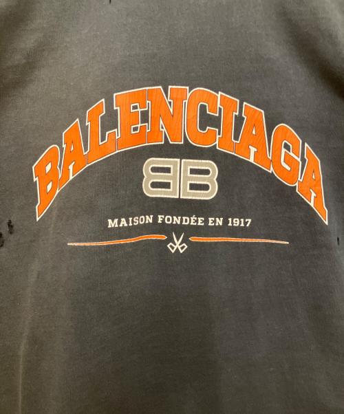 BALENCIAGA（バレンシアガ）BALENCIAGA (バレンシアガ) ダメージ加工Tシャツ ネイビー系 サイズ:XSの古着・服飾アイテム