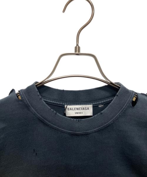 BALENCIAGA（バレンシアガ）BALENCIAGA (バレンシアガ) ダメージ加工Tシャツ ネイビー系 サイズ:XSの古着・服飾アイテム
