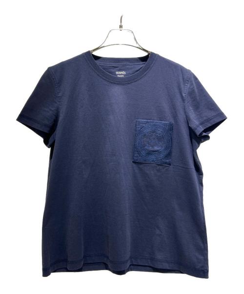 HERMES（エルメス）HERMES (エルメス) Mosaic H Logo Pocket T-Shirt/モザイクＨロゴポケットTシャツ/3E4620DL ネイビー サイズ:40の古着・服飾アイテム