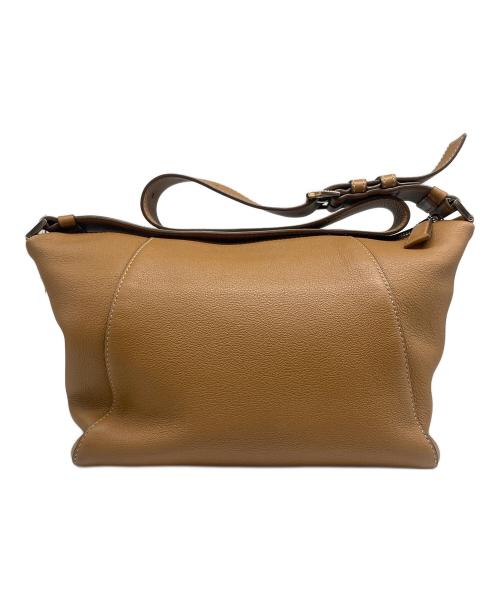 PRADA（プラダ）PRADA (プラダ) ソフトグレインレザー ショルダーバッグ ブラウンの古着・服飾アイテム