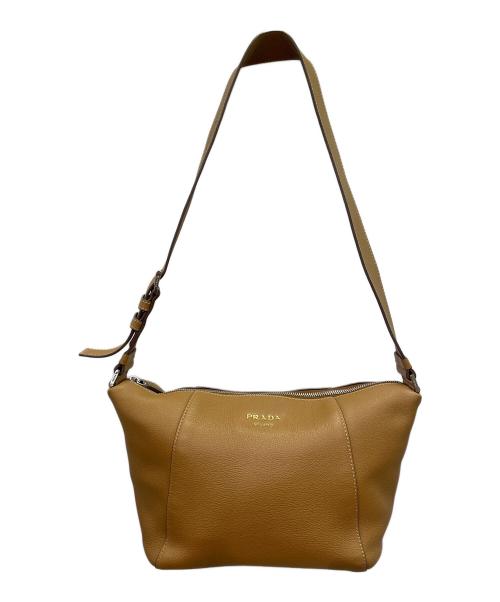 PRADA（プラダ）PRADA (プラダ) ソフトグレインレザー ショルダーバッグ ブラウンの古着・服飾アイテム