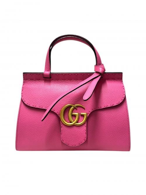 GUCCI（グッチ）GUCCI (グッチ) GGマーモント トップハンドルショルダーバッグ ピンク×ゴールド金具 サイズ:-の古着・服飾アイテム