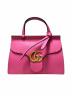 GUCCI（グッチ）の古着「GGマーモント トップハンドルショルダーバッグ」｜ピンク×ゴールド金具