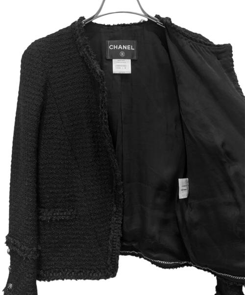 CHANEL（シャネル）CHANEL (シャネル) ココマークボタンツイードジャケット ブラック サイズ:36の古着・服飾アイテム