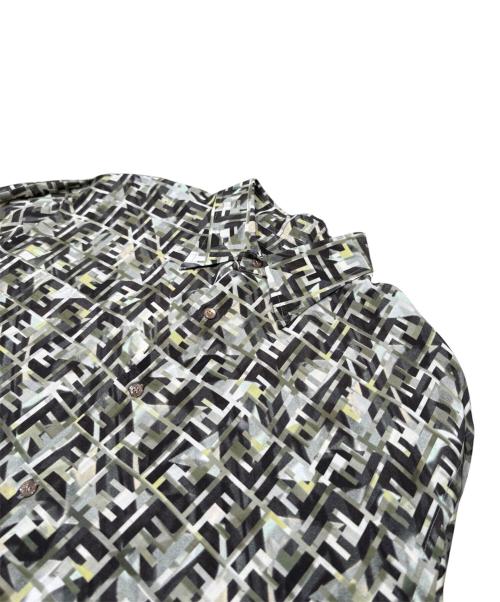 FENDI（フェンディ）FENDI (フェンディ) ズッカ柄レーヨン半袖シャツ グリーン×ブラック サイズ:40の古着・服飾アイテム