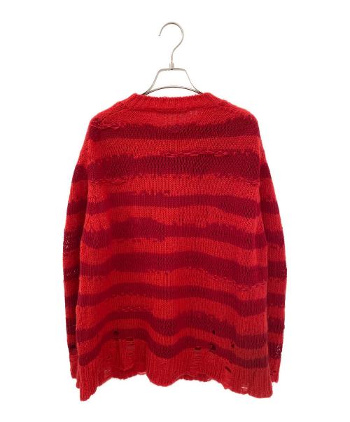 Acne studios（アクネ ストゥディオズ）Acne studios (アクネ ストゥディオズ) ダメージ加工ボーダーニット レッド サイズ:Sの古着・服飾アイテム