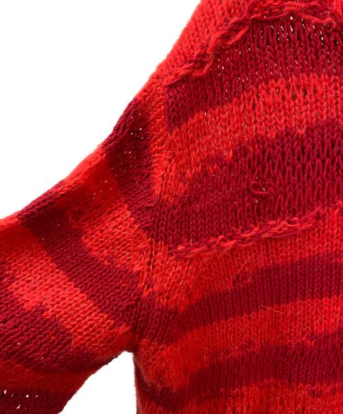 Acne studios（アクネ ストゥディオズ）Acne studios (アクネ ストゥディオズ) ダメージ加工ボーダーニット レッド サイズ:Sの古着・服飾アイテム