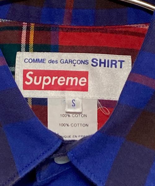 SUPREME（シュプリーム）SUPREME (シュプリーム) COMME des GARCONS SHIRT (コムデギャルソンシャツ) Lightweight Flannel Shirt ブルー×レッド サイズ:Sの古着・服飾アイテム