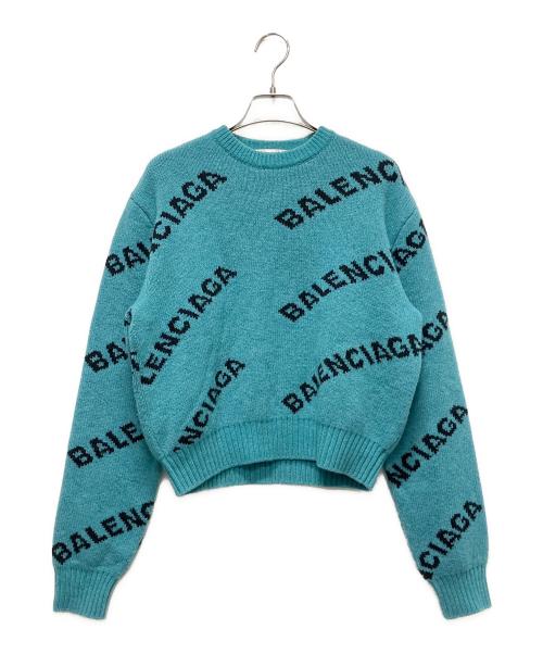 BALENCIAGA（バレンシアガ）BALENCIAGA (バレンシアガ) オールオーバーロゴニット ブルー サイズ:34の古着・服飾アイテム