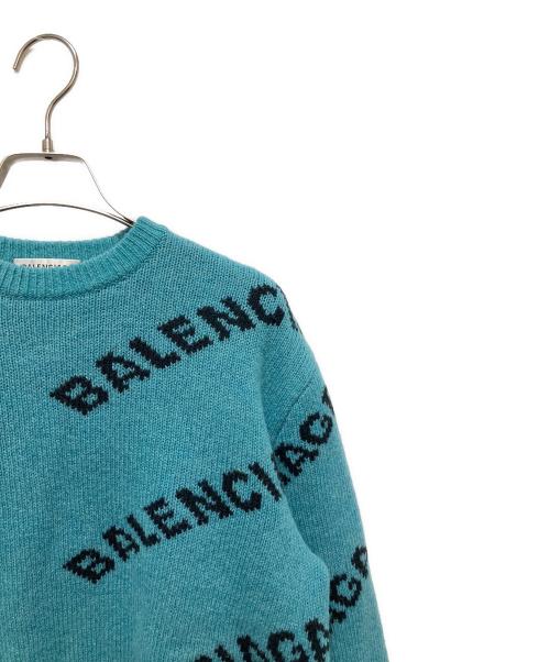 BALENCIAGA（バレンシアガ）BALENCIAGA (バレンシアガ) オールオーバーロゴニット ブルー サイズ:34の古着・服飾アイテム
