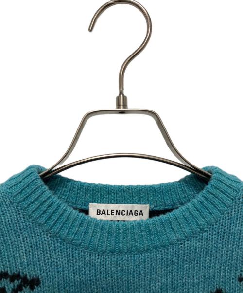 BALENCIAGA（バレンシアガ）BALENCIAGA (バレンシアガ) オールオーバーロゴニット ブルー サイズ:34の古着・服飾アイテム