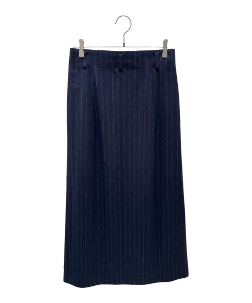 BLAMINK（ブラミンク）BLAMINK (ブラミンク) ウールストライプトラペーズスカート ネイビー サイズ:36の古着・服飾アイテム