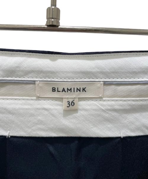 BLAMINK（ブラミンク）BLAMINK (ブラミンク) ウールストライプトラペーズスカート ネイビー サイズ:36の古着・服飾アイテム