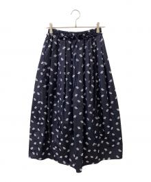 DRAWER（ドゥロワー）の古着「RESORT2 カット ジャカード ギャザー スカート」｜ネイビー