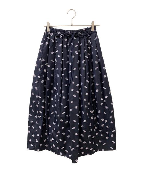 DRAWER（ドゥロワー）DRAWER (ドゥロワー) RESORT2 カット ジャカード ギャザー スカート ネイビー サイズ:36の古着・服飾アイテム