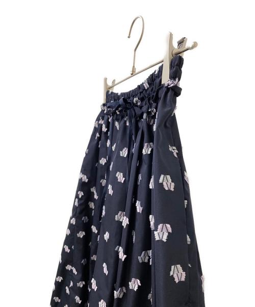 DRAWER（ドゥロワー）DRAWER (ドゥロワー) RESORT2 カット ジャカード ギャザー スカート ネイビー サイズ:36の古着・服飾アイテム