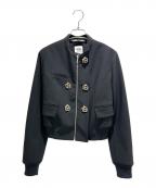 HERMESエルメス）の古着「Emblem Button Bomber Jacket MA-1 Style Flight Jacket/エンブレムボタンボンバージャケット」｜ブラック